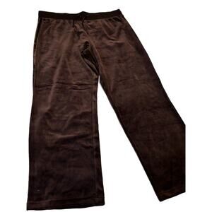 New Womens Brown Velour Xl STRETCH Joggers Satin Trim Wide Leg‎ Boho Chic